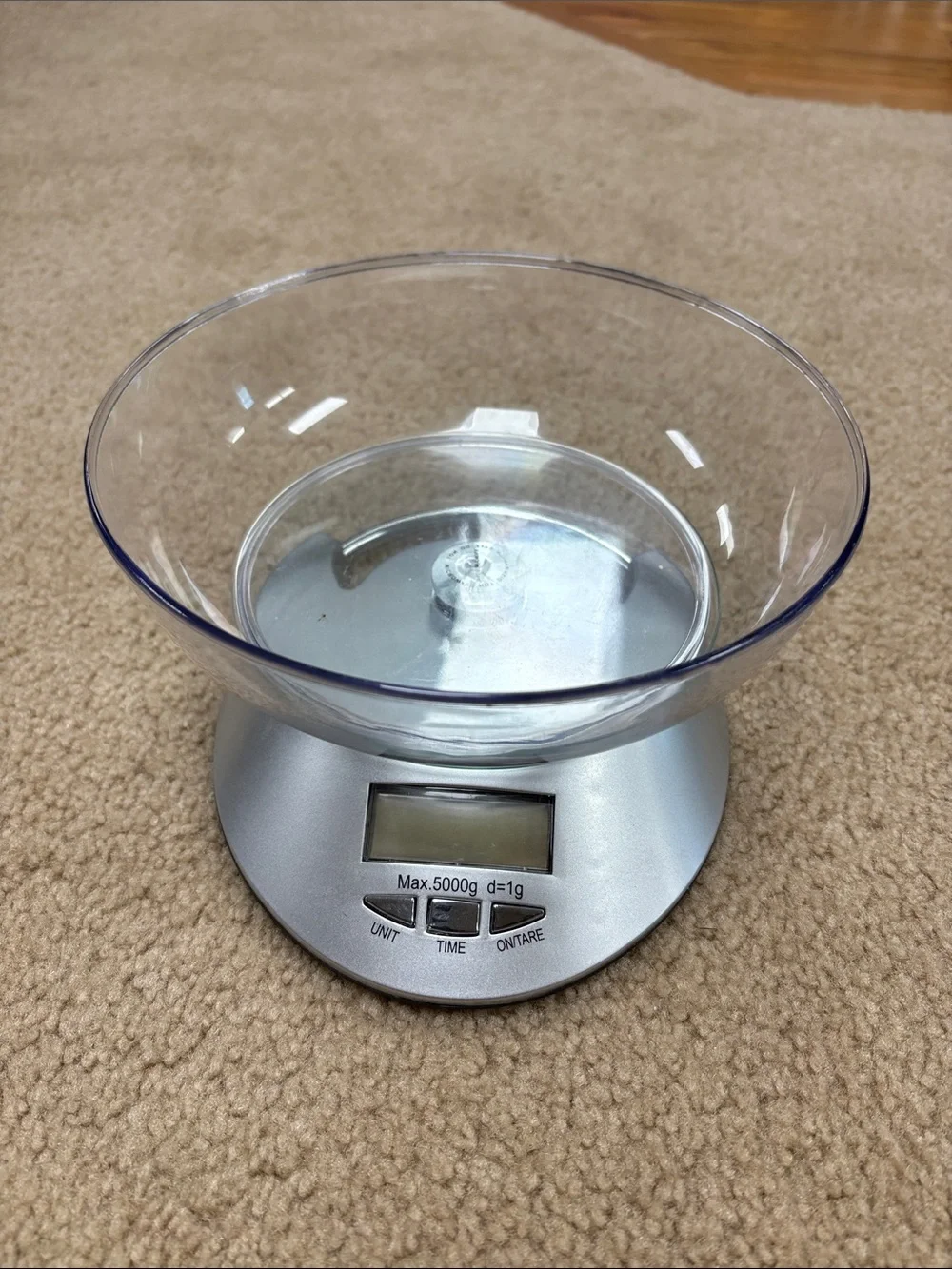 Digital Kitchen Scale with Clear Bowl - Silver